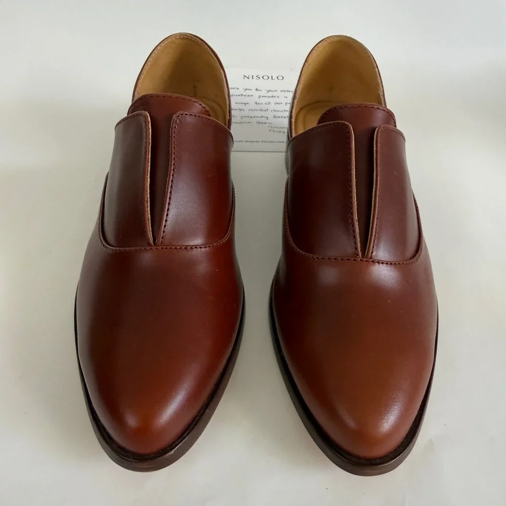 Nisolo Emma D'Orsay Oxford Brandy Leather Shoes WF-5000-BRA-0802 Size 8 NIB
